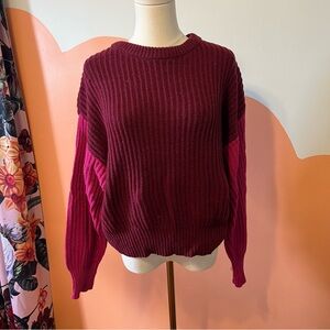 a new day burgundy colorblock sweater size m